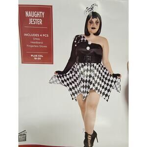 Naughty Jester Dress Costume Harleyquin Adult 18/20 ComicCon Halloween Cosplay